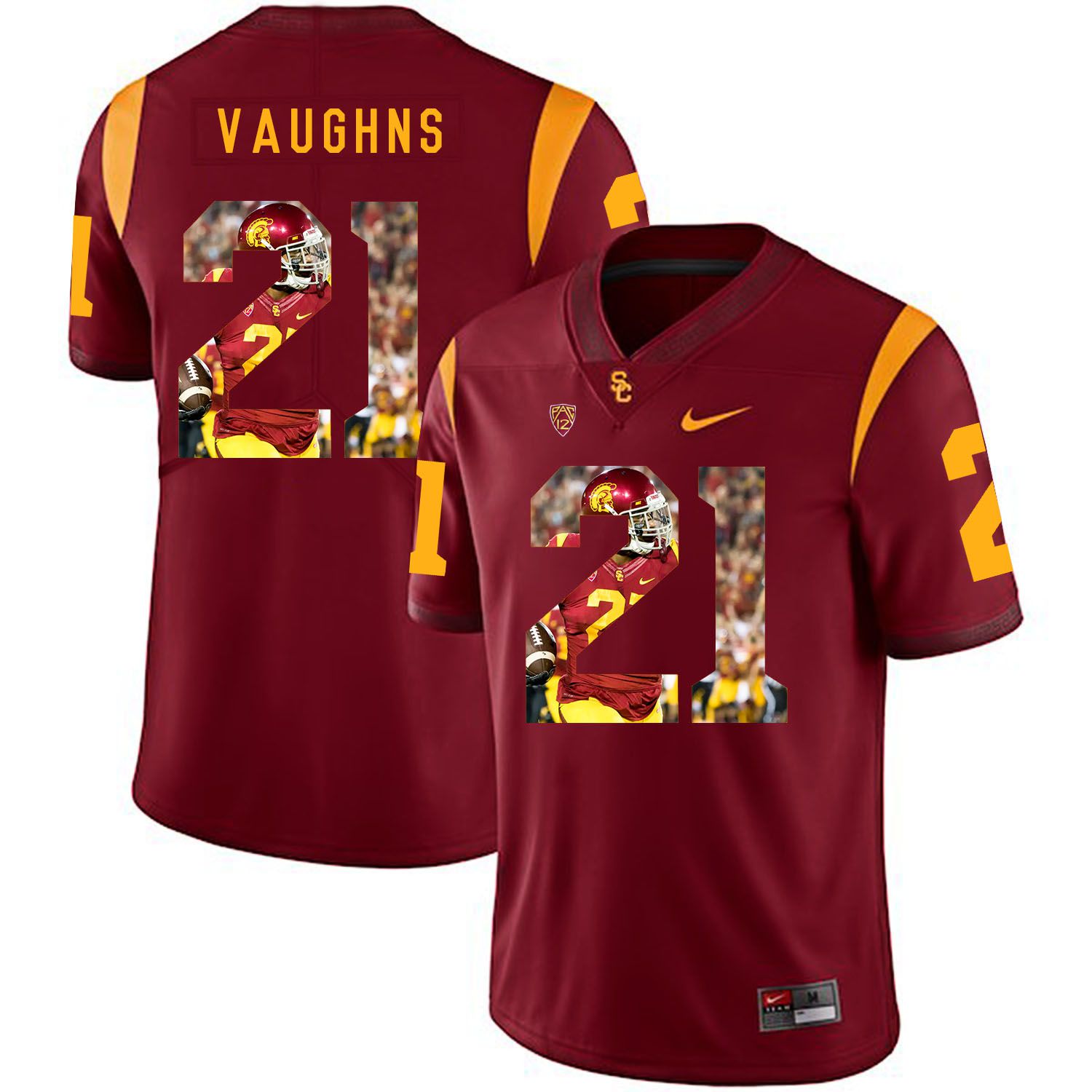 Men USC Trojans #21 Vaughns Red Fashion Edition Customized NCAA Jerseys